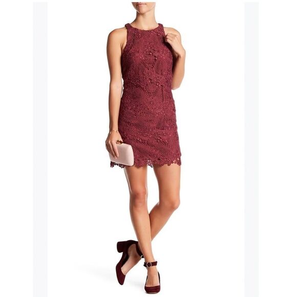 WAYF Lace Mini Dress Floral Cocktail Wedding Guest Size Medium - Picture 1 of 9